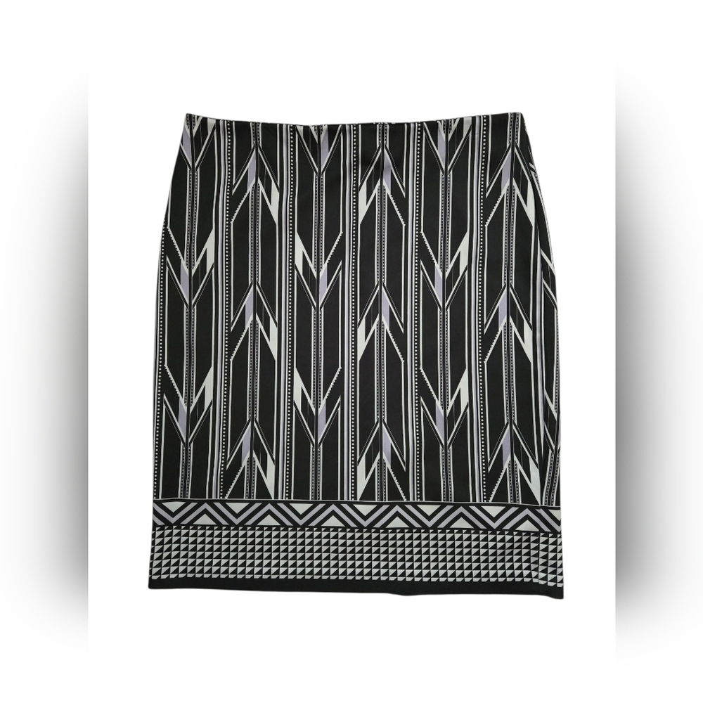 New York & Company Black & White Geometric Pencil Skirt ~EC
